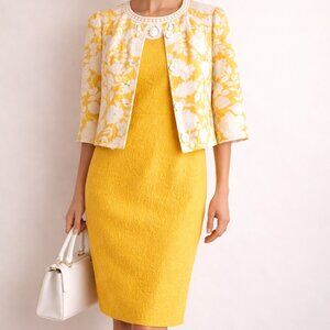 Vintage Chadwicks Marigold 2pc Dress Set Size 8 Mod Cottagecore Spring Office